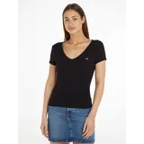 Tommy Jeans Slim Essential Rib Kurzarm-T-Shirt Black S