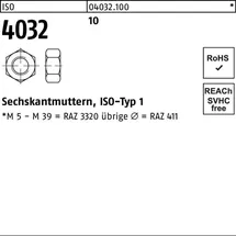 Bufab Sechskantmutter ISO 4032 M10 10 500 Stück