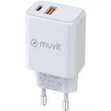 Muvit for Change MC-215 Weiss 18 W 25 W (18 W), USB QC 3.0 18W + 1 USB-C Pd 25W White - Transparent