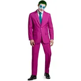 Suitmeister Herren Joker Kostüm - Rubinrotes Halloween Outfit - Batman Schurken Kostüm - inklusive Blazer, Hose und Krawatte - Rot