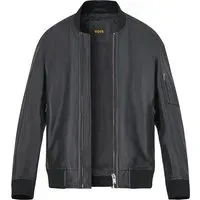 Boss Orange Herren Lederjacke schwarz, schwarz, Frühjahr/Sommer 2026
