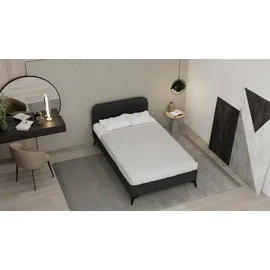 panda möbel Polsterbett, MAVILO - Komfortbett mit Stauraum, Einzelbett, 120x200cm,Schwarz, Taschenfederkernmatratze, H2/H3 - Schwarz,