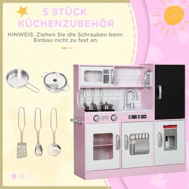 aiyaplay Kinderküche Spielküche mit Spielzeug Telefon, Kreidetafel, Mikrowelle