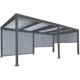 Alu Pergola Hhg 787 Mit 3x Seitenwand, Lamellen-pavillon, Stabiles 8cm-metall-gestell 3x6m Anthrazit