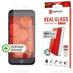 DISPLEX Panzerglas 10H + Schutzhülle für Apple iPhone 7/8/SE 2020/2022, Montagesticker, + Case, Tempered Glas, kratzer-resistente Schutzfolie