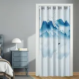 Odot Verdunkelungsvorhänge mit Ösen, 3D Bergblick Muster Blackout Vorhang Thermo Türvorhang Winddicht Türtrenner Raumteiler Vorhang Raumverdunkelung Thermovorhang (Tuschemalerei,80x180cm)