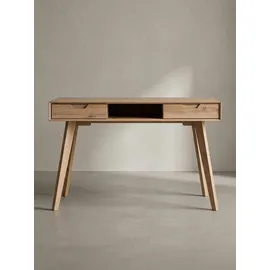KADIMA DESIGN Schreibtisch mit 2 Schubladen Skandinavisch 120x55x77 cm MDF mit Eichen-Beinen Eichenoptik Staufach | Ergonomisch Kadima Design