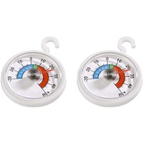 Xavax Analoges Thermometer zum Aufhängen im Kühlschrank, Gefrierschrank, Tiefkühltruhe, Weinkühlschrank, Minibar, min. -30 Grad, max. +50 Grad, rund, weiß (Packung mit 2)