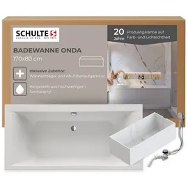 Schulte Onda Badewanne 80 x 170 cm (Komplett-Set, inkl. Wannenträger und Ablauf)