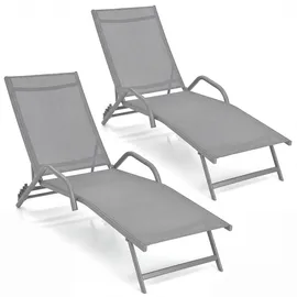 Costway Sonnenliege 184,5 x 62 x 71 cm Grau
