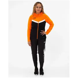 Jako Damen Kapuzenjacke Iconic Schwarz/Neonorange 38