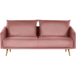 3-Sitzer Sofa Samtstoff rosa mit goldenen Beinen MAURA