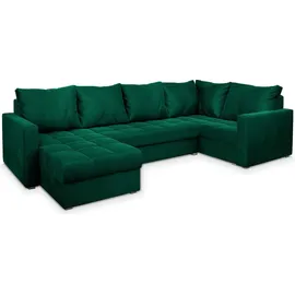 masseno Eckcouch Polyester U-Form mit Schlaffunktion 2-Sitzer Grün