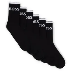 BOSS für Herren. 50510168 Sechserpack schwarze gerippte Baumwollsocken (43-46), Heimtextilien, Baumwolle