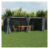 vidaXL Pavillon mit Vorhängen Anthrazit 6x3 m Stahl