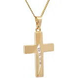 HOPLO Kreuzanhänger Anhänger Kreuz Zirkonia 333 Gold mit vergoldeter Silberkette 50 cm, Made in Germany 50 cm Unisex