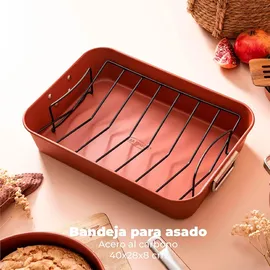 San Ignacio Agros Küchenhelfer-Set 3-teilig Holz/Bratblech 40 x 28 cm Stahl Braun/Orange