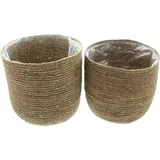 Frank Flechtwaren Pflanzkorb Terra, 2er Set, Seegras, ausgeschlagen mit Folie Maße: Ø 27 x 27 cm, Ø 30 x 30 cm