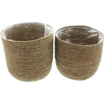 Frank Flechtwaren Pflanzkorb Terra, 2er Set, Seegras, ausgeschlagen mit Folie Maße: Ø 27 x 27 cm, Ø 30 x 30 cm