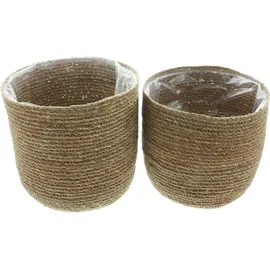 Frank Flechtwaren Pflanzkorb Terra, 2er Set, Seegras, ausgeschlagen mit Folie Maße: Ø 27 x 27 cm, Ø 30 x 30 cm
