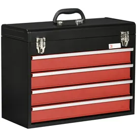 DURHAND Werkzeugkasten 4 Schubladen schwarz-rot 51 cm x 39,5 cm x 22 cm