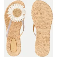 Flip-Flops mit Blumendetail Beige 39