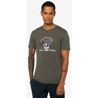 SUPER.NATURAL T-Shirt für Herren, Merino S&D HAMLET Totenkopf Motiv, atmungsaktiv braun XL