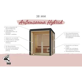 Karibu 38 mm Saunahaus Ares 3 Anthrazit/Graualuminium ohne Ofen
