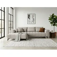 werk2 Ecksofa Garay, XXL-Liegefläche: elektrisch ausziehbar auf ca. 228×126 cm, Luxus in Übergröße: XXL-Liegefläche, Komfort-Ottomane & stilvolle Füße beige