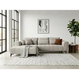 werk2 Ecksofa Garay, XXL-Liegefläche: elektrisch ausziehbar auf ca. 228×126 cm, Luxus in Übergröße: XXL-Liegefläche, Komfort-Ottomane & stilvolle Füße beige