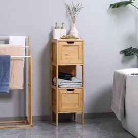 kleankin Badezimmerschrank 30 x 90 cm Naturholz