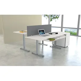 Kerkmann Move 1 elektrisch höhenverstellbarer Schreibtisch weiß rechteckig, T-Fuß-Gestell silber 180,0 x 80,0 cm