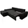 luma-home Ecksofa mit Schlaffunktion und Bettkasten 266/186/90 cm, Ottomane links, Mikrofaser Leder-Optik Schwarz 18016