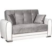 Schlafsofa Pablito, Eck-Container-Schlafsofa aus Kunstleder und Stoff, Wohnzimmersofa mit Klick-Klack-Öffnung und umkehrbarer Halbinsel, 163x84h91... - Weiß