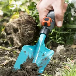 Gardena Blumenkelle Combisystem, aus Stahl in blau und anthrazit, ohne Stiel, gerade, Griffmaterial: Kunststoff