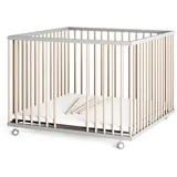 Sämann Babybett Laufgitter 100x100 cm Schlupfsprossen grau/natur Premium Kollektion beige|grau