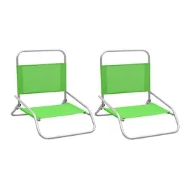 vidaXL Klappbare Strandstühle 2 Stk. Grün Stoff