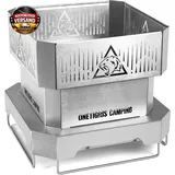 Camping Grill Edelstahl multifunktional, Kocher & BBQ für Outdoor, kompakt, robu