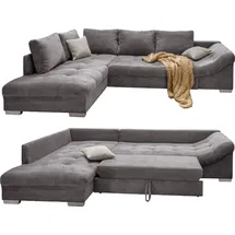 luma-home Ecksofa Schlafsofa Eckcouch Polsterecke L-Sofa m. Ottomane links, Cord Grau / 17202 - Grau