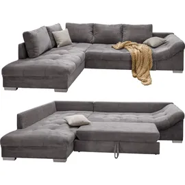 luma-home Ecksofa Schlafsofa Eckcouch Polsterecke L-Sofa m. Ottomane links, Cord Grau / 17202 - Grau