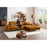W.SCHILLIG Ecksofa Piedroo, Designsofa mit tollem Sitzkomfort, elegant und bequem, L-Form, Kopfteilverstellung, wahlweise mit Sitztiefenverstellung, Breite 303cm gelb