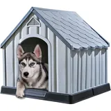 Hundehütte Grau 92x87x91cm Kunststoff Hundehaus Hundehöhle Haustier vidaXL
