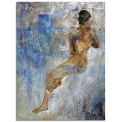 Glasbild ARTLAND "Nackt Barbara", blau (farbe bild(er): blau), B:60cm H:80cm, Bilder, in verschiedenen Größen