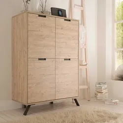 Retro Highboard in Eiche 4 türig