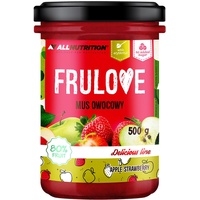 ALLNUTRITION Zuckerfreie Konfitüre - Frulove Strawberry & Apple Puree - Völlig Kohlenhydratarm 85% Fruchtmousse - Kalorienarmer Aufstrich - Zuckerfreie Marmelade - Veganerfreundlich - 500g