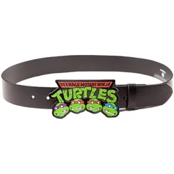 Ninja Turtles Gürtel für Damen oder Herren Leder-Gürtel mit Logo-Schnalle Freizeit-Gürtel 126.5cm BT160648TMT Schwarz - XL
