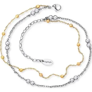Engelsrufer Fußkettchen für Damen mit gold- und silberfarbenen Perlen, Edelstahl, verstellbar (22–27 cm), nickelfrei, für Allergiker geeignet