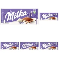 Milka Joghurt 1 x 100g I Alpenmilch-Schokolade I mit Joghurt-Créme-Füllung I Milka Schokolade aus 100% Alpenmilch I Tafelschokolade (Packung mit 5)