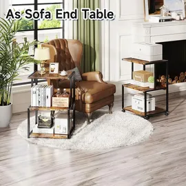 caiyun Druckertisch, mit arretierbaren Rädern, Druckerständer rollbar mit 3 Ebenen, Holz & Metallkonstruktion Druckerhalter sind robust und einfach zu montieren, 30 x 44 x 65 cm, Braun