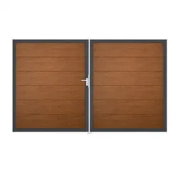 Groja BasicLine Steckzaun Doppeltor DIN Rechts Sonderbreite H:180cm Golden Oak  DB703